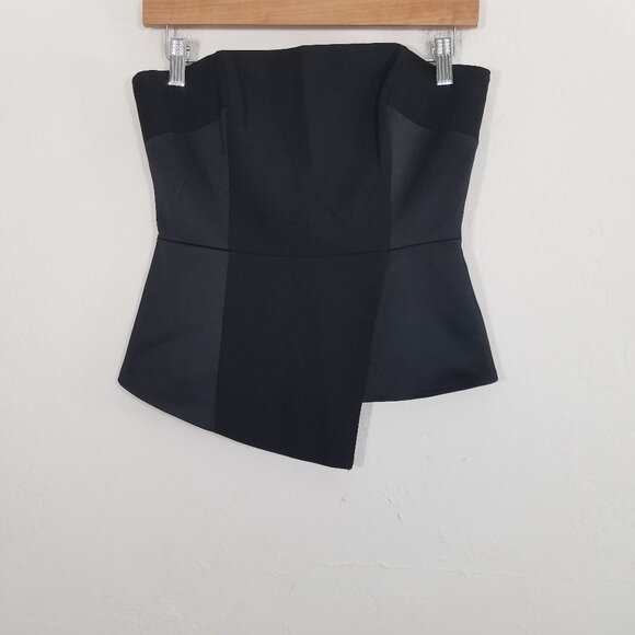 White House Black Market Strapless Asymmetrical Top Blouse Black Size 2 - Picture 1 of 4